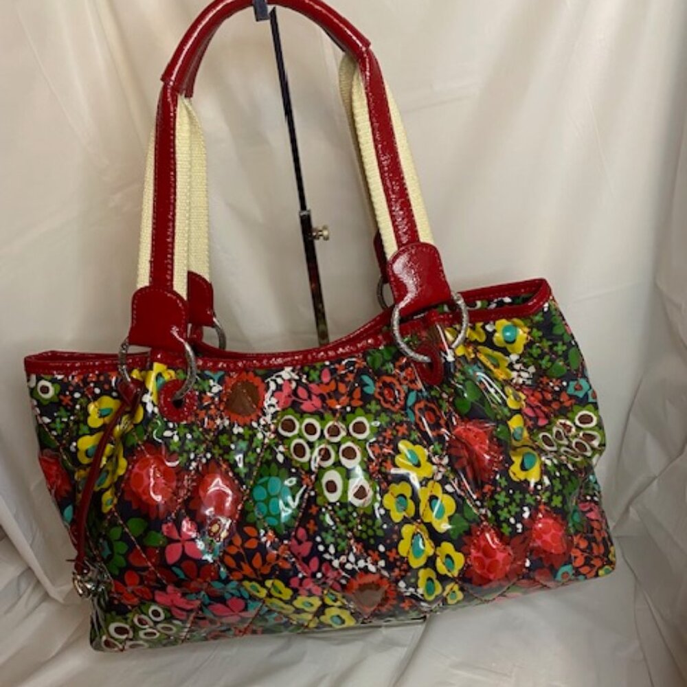 Brighton Large Coated Quilted Floral Flower Power Bag/Purse (Multi-color)